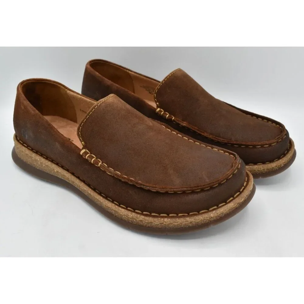 Born Mens 10 Baylor Brown Glazed Ginger‎ Distressed Suede Slip On Casual Shoes